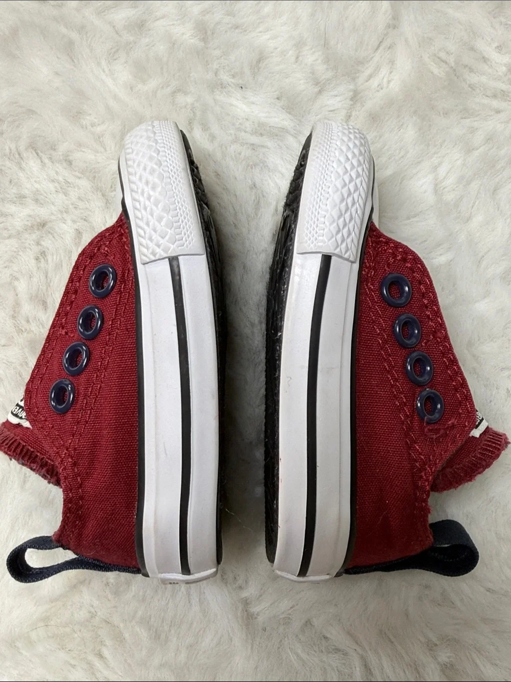 Converse Chuck Taylor All Star Easy On Infant Sz 2 Red Slip On Hook Loop Sneaker